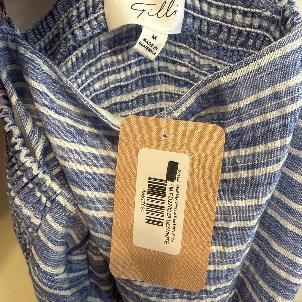 Gilli Light Blue and White Striped Maxi Dress - Picture 4 of 4